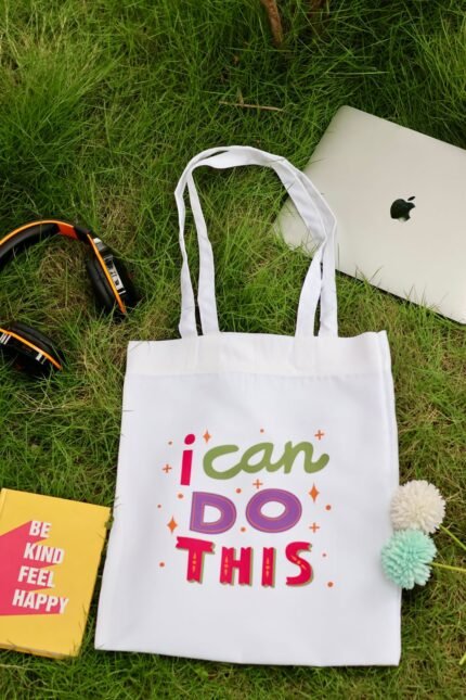 Premium Canvas White Tote Bag with High-Quality DTF Print I Can Do This